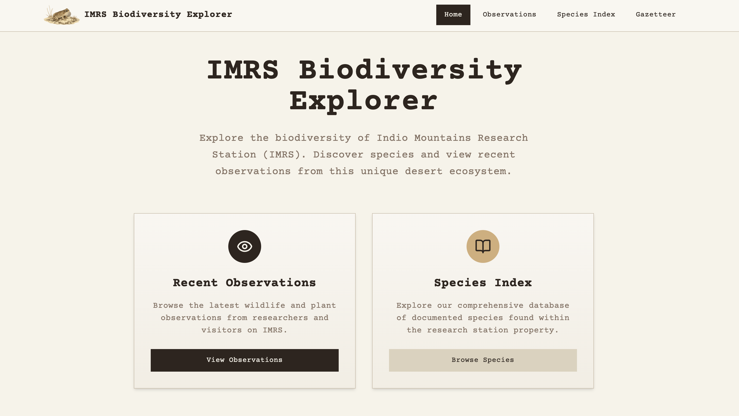 IMRS Biodiversity Explorer